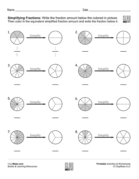 Simplify the Fractions and Color the Amount (Set 2) | Homeschool ...