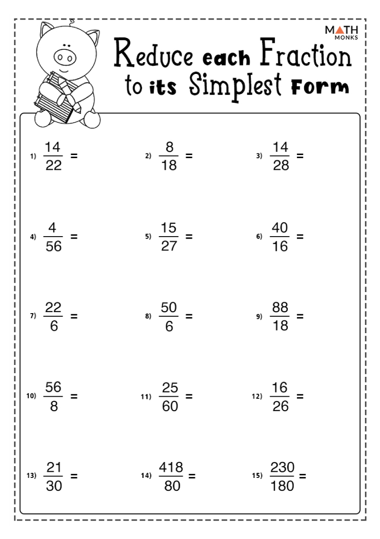 Simplifying Fractions Worksheets - Math Monks