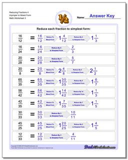 reducing fractions worksheet 4th grade