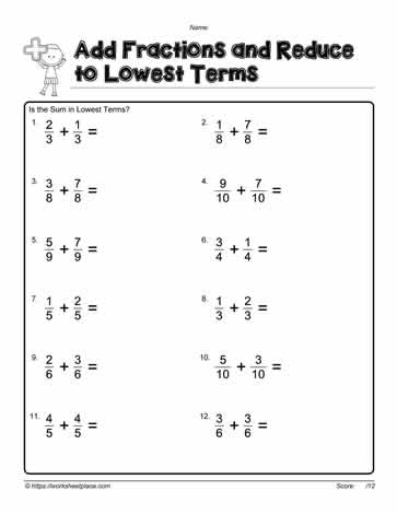 reducing fractions worksheet 4th grade