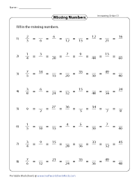 Equivalent Fraction Worksheets