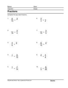 reducing fractions worksheet 5th grade