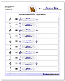 reducing fractions worksheet 6th grade