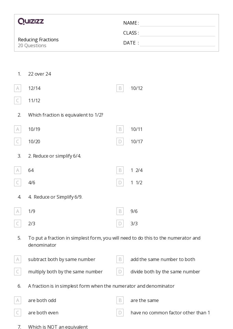 50+ Fractions worksheets for 6th Grade on Quizizz | Free &  Printable