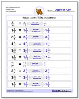 Reducing Fractions: Reducing Fractions with Wholes