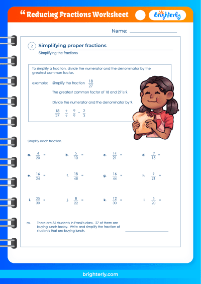 FREE Printable Reducing Fractions Worksheets for Kids [PDFs ...