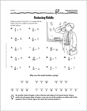 Reducing Riddle (Reduce Fractions to Lowest Terms) | Printable ...