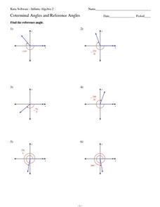 Coterminal angles and Reference Angles Worksheet for 10th - 12th ...