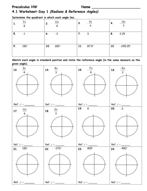 Radians And Reference Angles Worksheet Answers - Fill and Sign ...