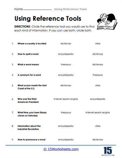 Reference Tools Worksheets - 15 Worksheets Library
