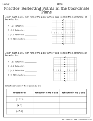 reflecting points on a coordinate plane worksheet