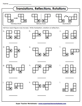 Reflection, Translation, and Rotation Worksheets