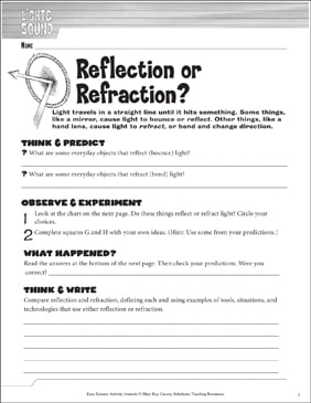 reflection of light worksheet