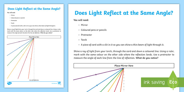Light and Reflection | Worksheet 