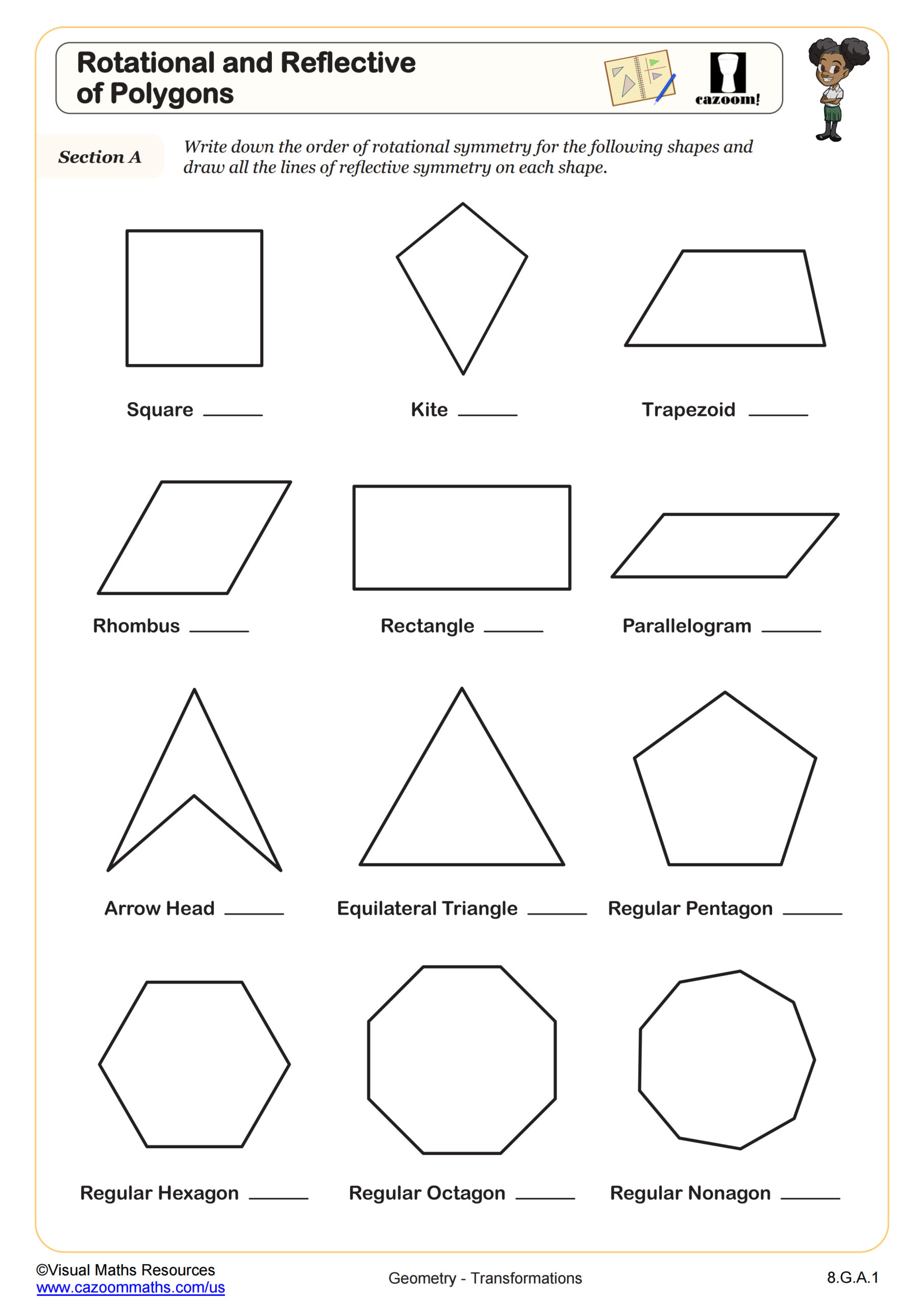 Rotations and Reflections of Polygons Worksheet | Fun and Engaging ...