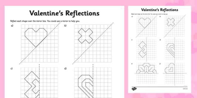 Valentines Day Reflection Maths Worksheet (teacher made)