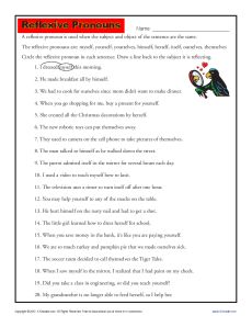 reflexive pronoun worksheet