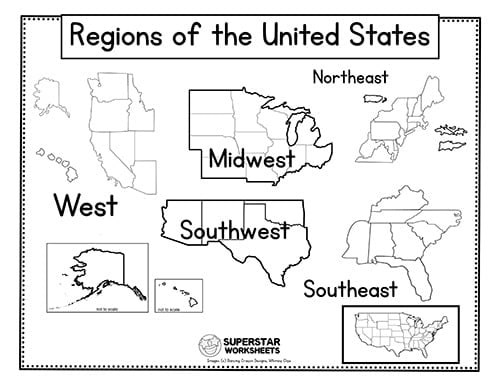 regions of the us worksheet