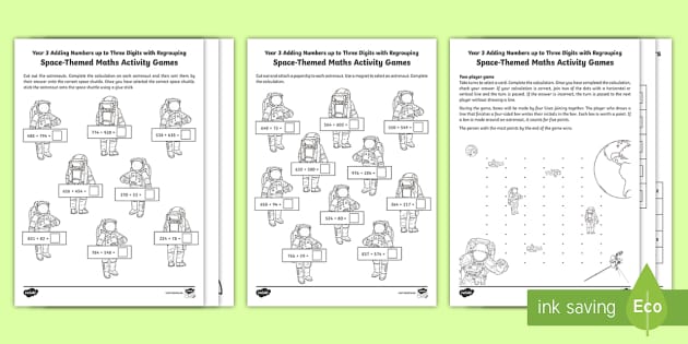 3 Digit Addition with Regrouping | Space-themed Maths Game
