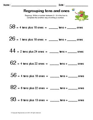 regroup tens and ones worksheet