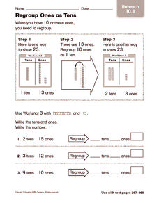 Regroup Ones as Tens: Reteach Worksheet for 3rd - 4th Grade ...