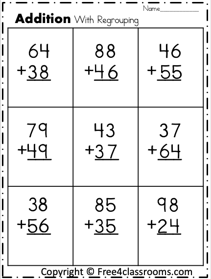 Free Addition Worksheets - 2 Digit - With Regrouping - Free ...