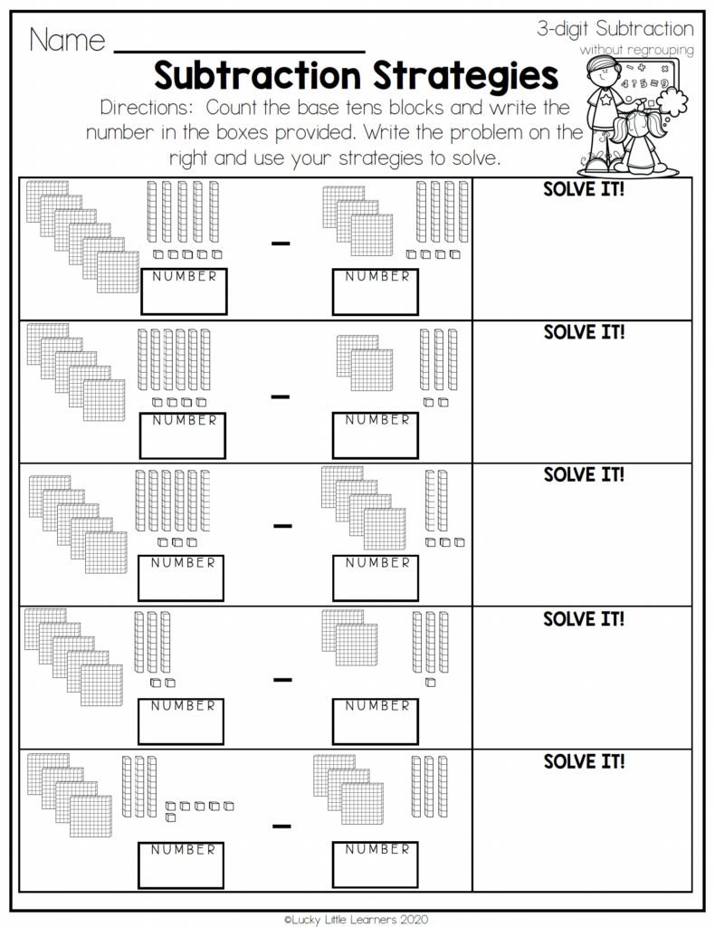 Using 2nd Grade Math Worksheets to Teach 3-Digit Subtraction With ...