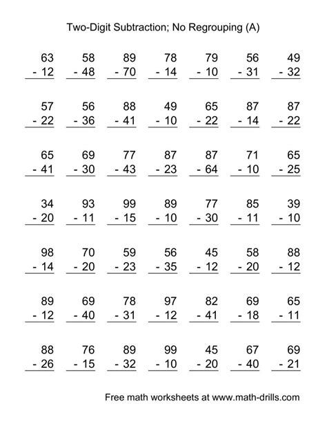 Two-digit Subtraction With No Regrouping -- 49 Questions (a) D73