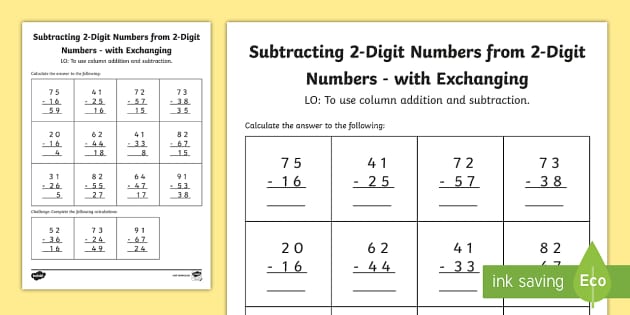 Maths Subtraction with Regrouping Worksheets (teacher made)
