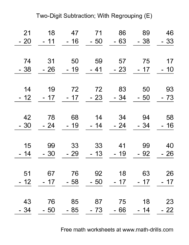 2nd Grade Math Worksheets 2-Digit Subtraction With, 46% OFF