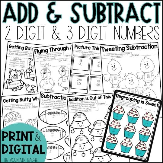 2 and 3 Digit Addition and Subtraction Worksheets | Print and ...