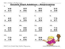 Double Digit Addition - Regrouping Worksheet for 2nd - 3rd Grade ...