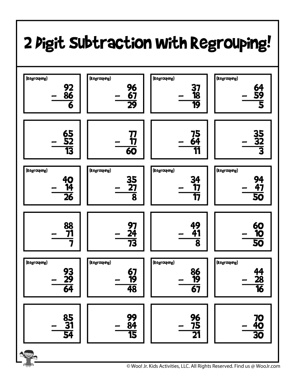 regrouping worksheet for 2nd grade