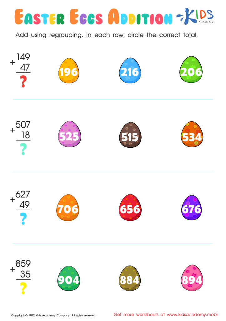Addition with Regrouping Worksheet: Free Printable PDF for Kids