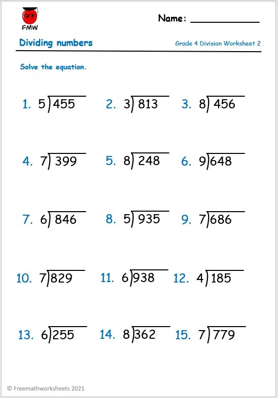 Grade 4 Division Worksheets | Free Worksheets | Printables