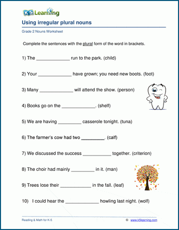 regular plural worksheet
