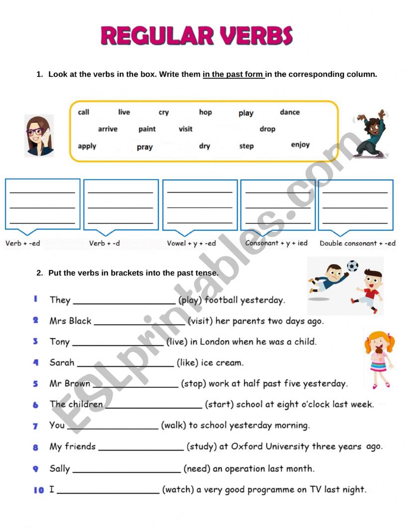 Regular Verbs exercises - ESL worksheet by Titiland
