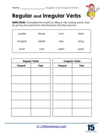 Regular and Irregular Verbs Worksheets - 15 Worksheets Library