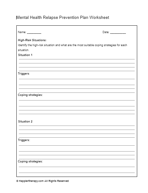 relapse planning worksheet