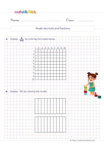 relate fractions and decimals worksheet 5th grade