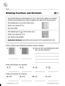 relate fractions and decimals worksheet 5th grade
