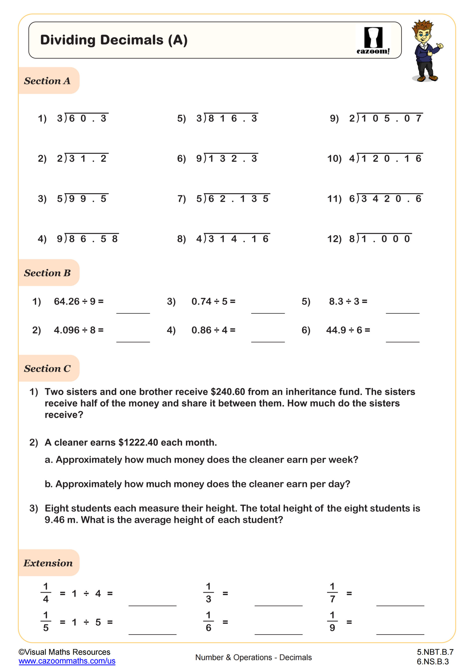 relate fractions and decimals worksheet 5th grade
