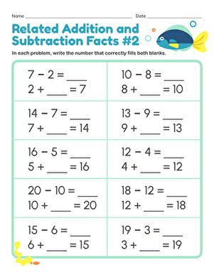 Related Addition and Subtraction Facts #2 | Interactive Worksheet ...