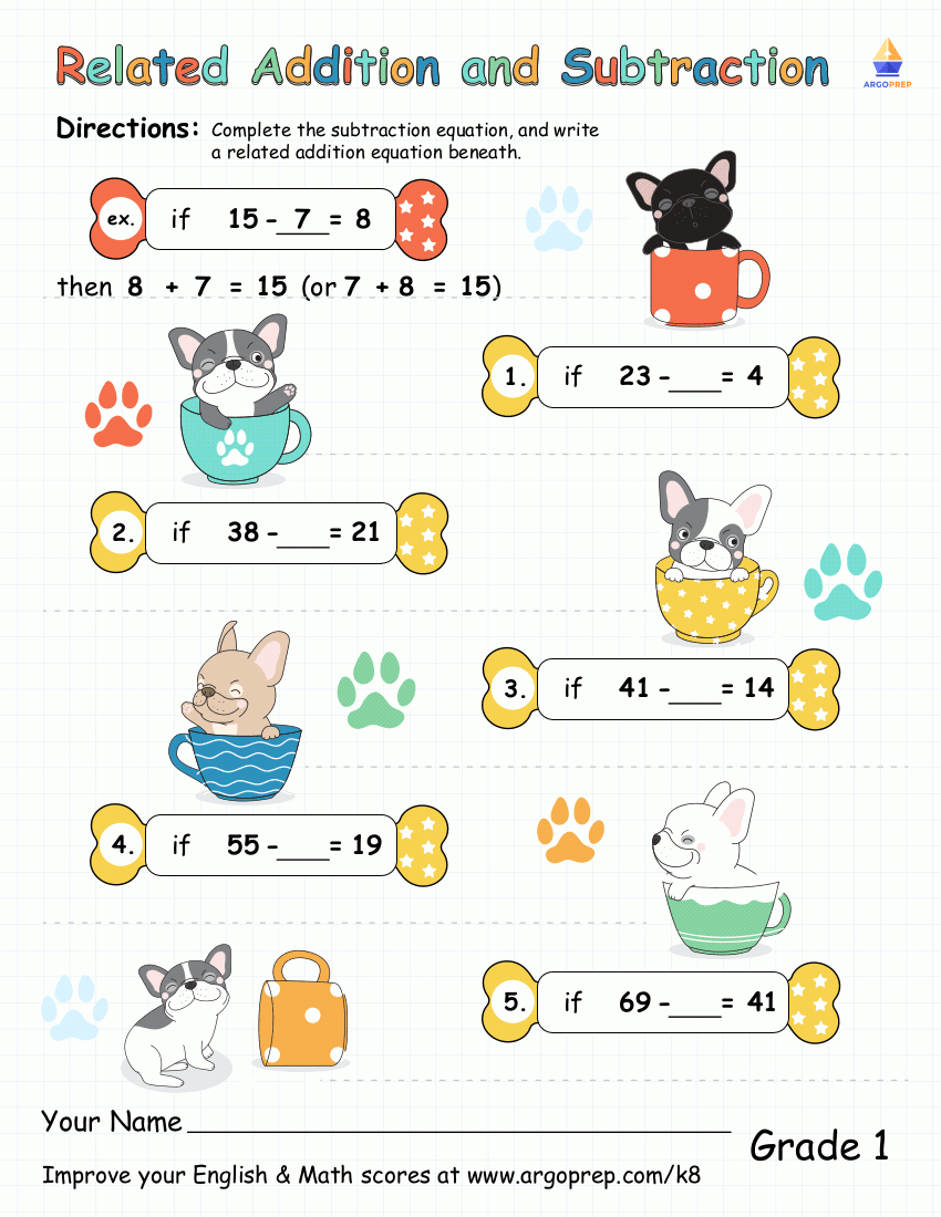 related addition worksheet