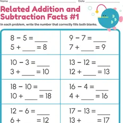 related addition worksheet