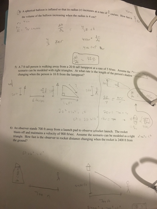 Solved RELATED RATES WORKSHEET 2 Remember in related rate | Chegg.com