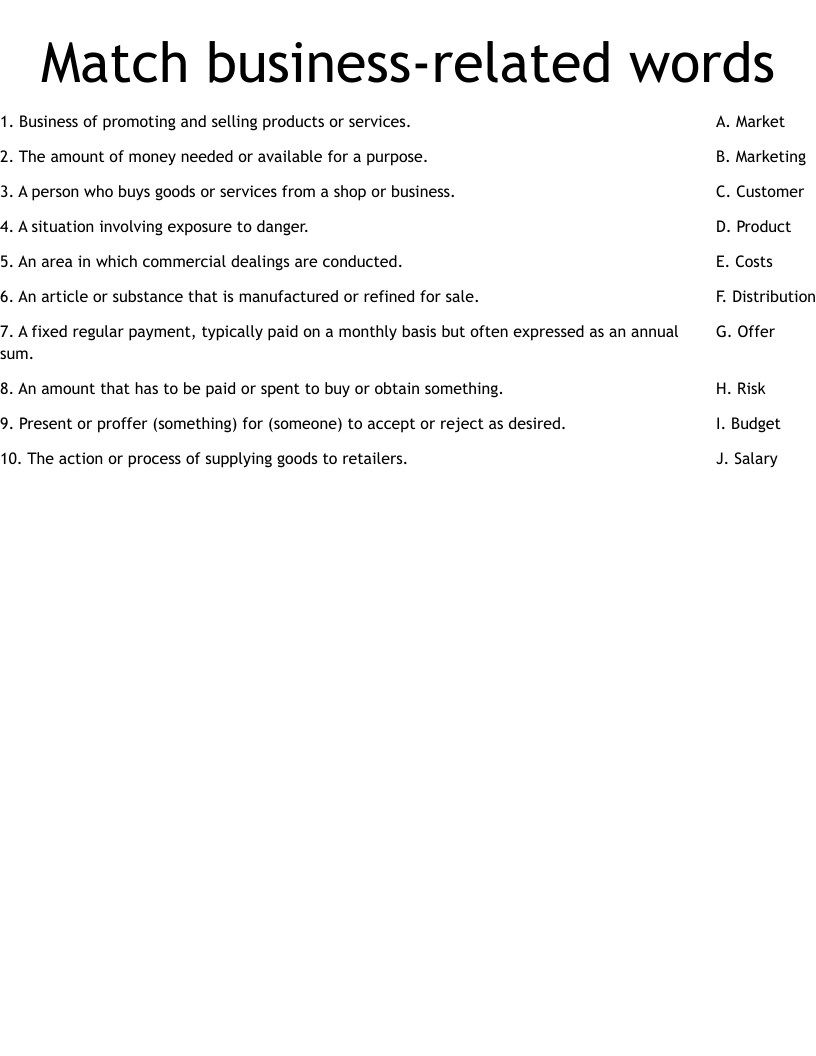 related words worksheet