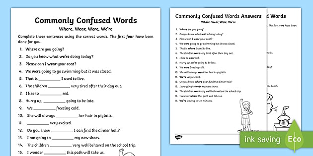 Commonly Confused Words Worksheet | Homophones and Grammar