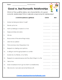 Relationship Worksheets