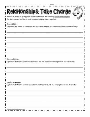 Relationship Skills Worksheet Worksheets
